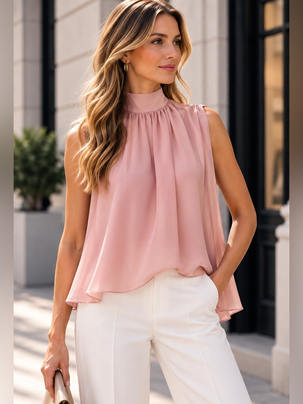 Zara Light Pink Chiffon High-Low Skirt